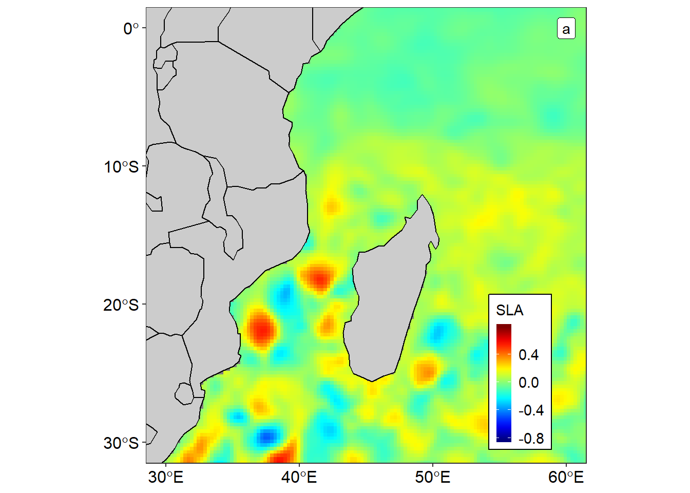 Spatial variation of sea level anomalies in the Indian Ocean
