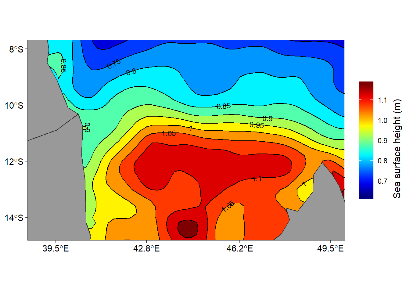 Sea surface height as on 2010-10-22